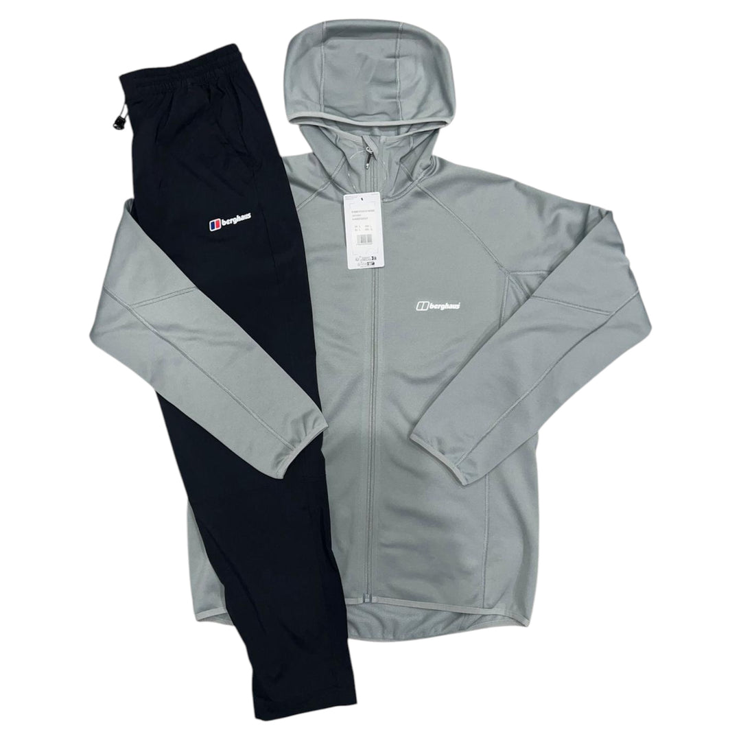 Berghaus hooded Cargo Tracksuit in Grey/Black, Jacket and Cargo Trousers, Front view 