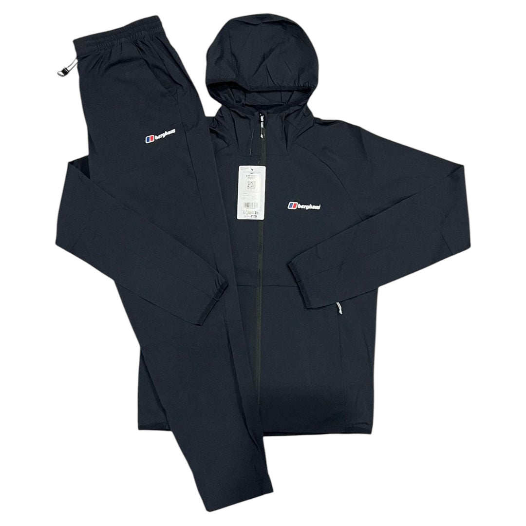 Berghaus Hooded Cargo Tracksuit Black, Jacket and Cargo Trousers set, Front view 
